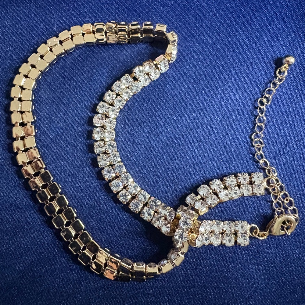 Necklace Forever 21 Gold Silver Rhinestone Choker